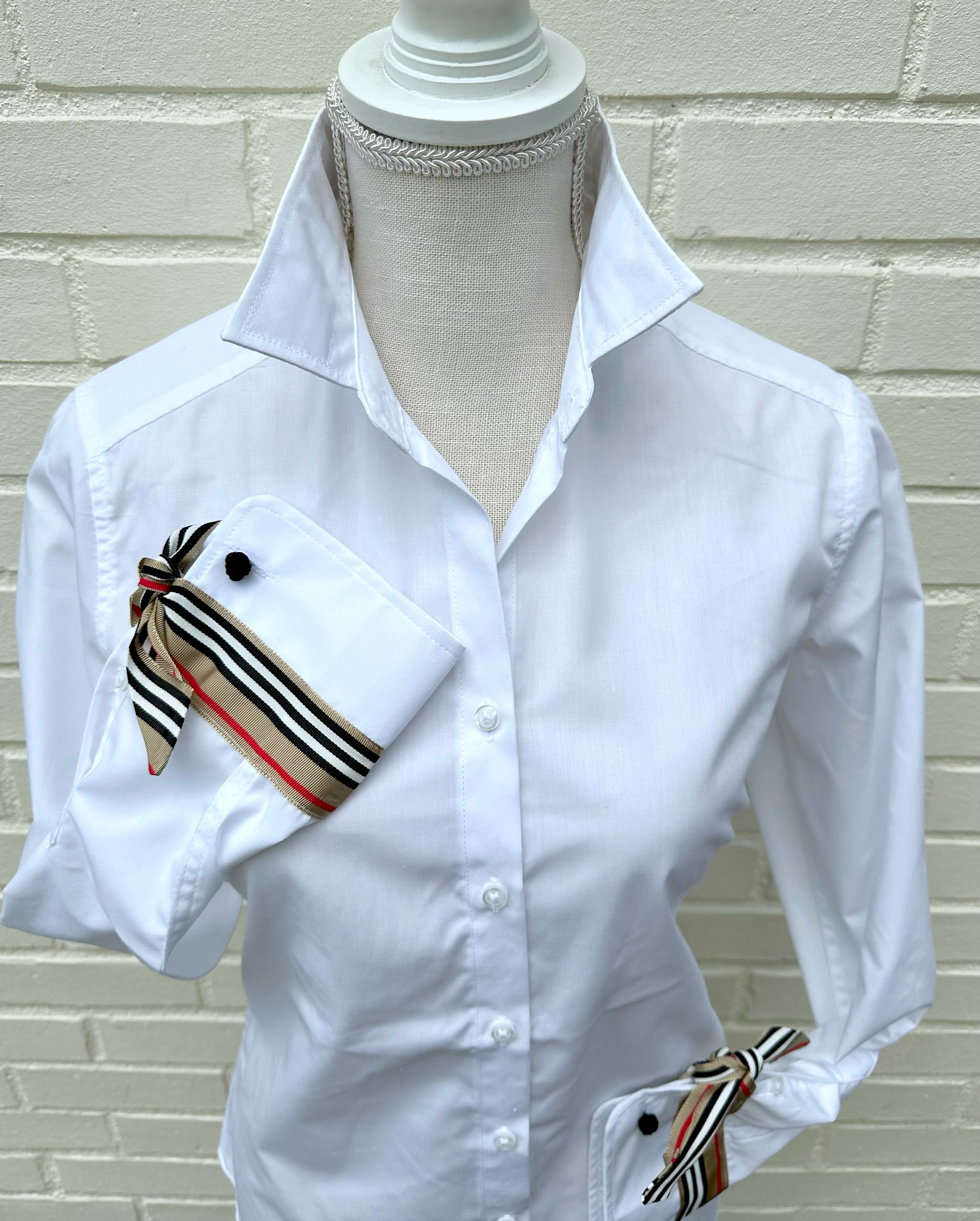 White w Khaki Stripe Ribbon