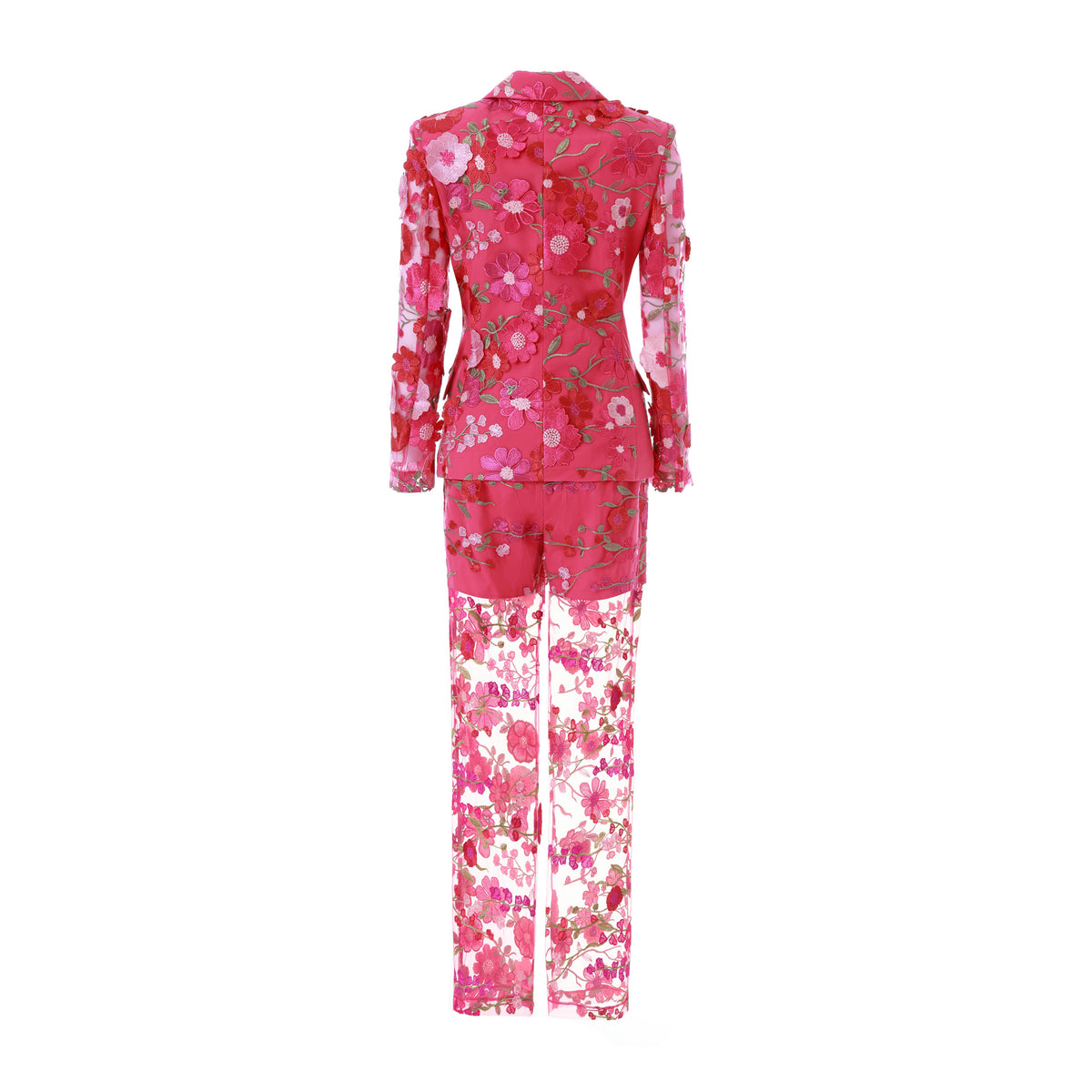 Floral Embroidered Blazer Pants Suit Women