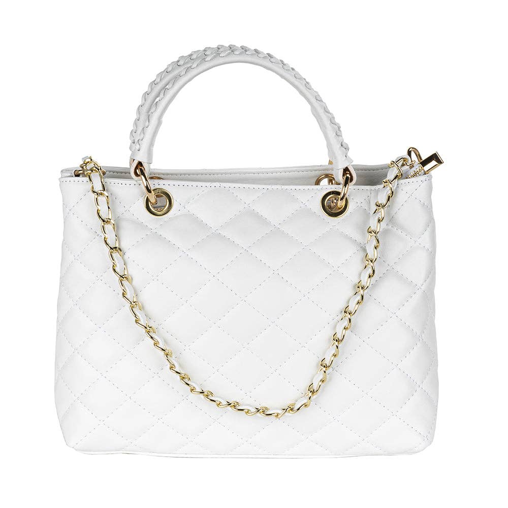 ITALIAN LEATHER QUILTED MID-SIZE BAG