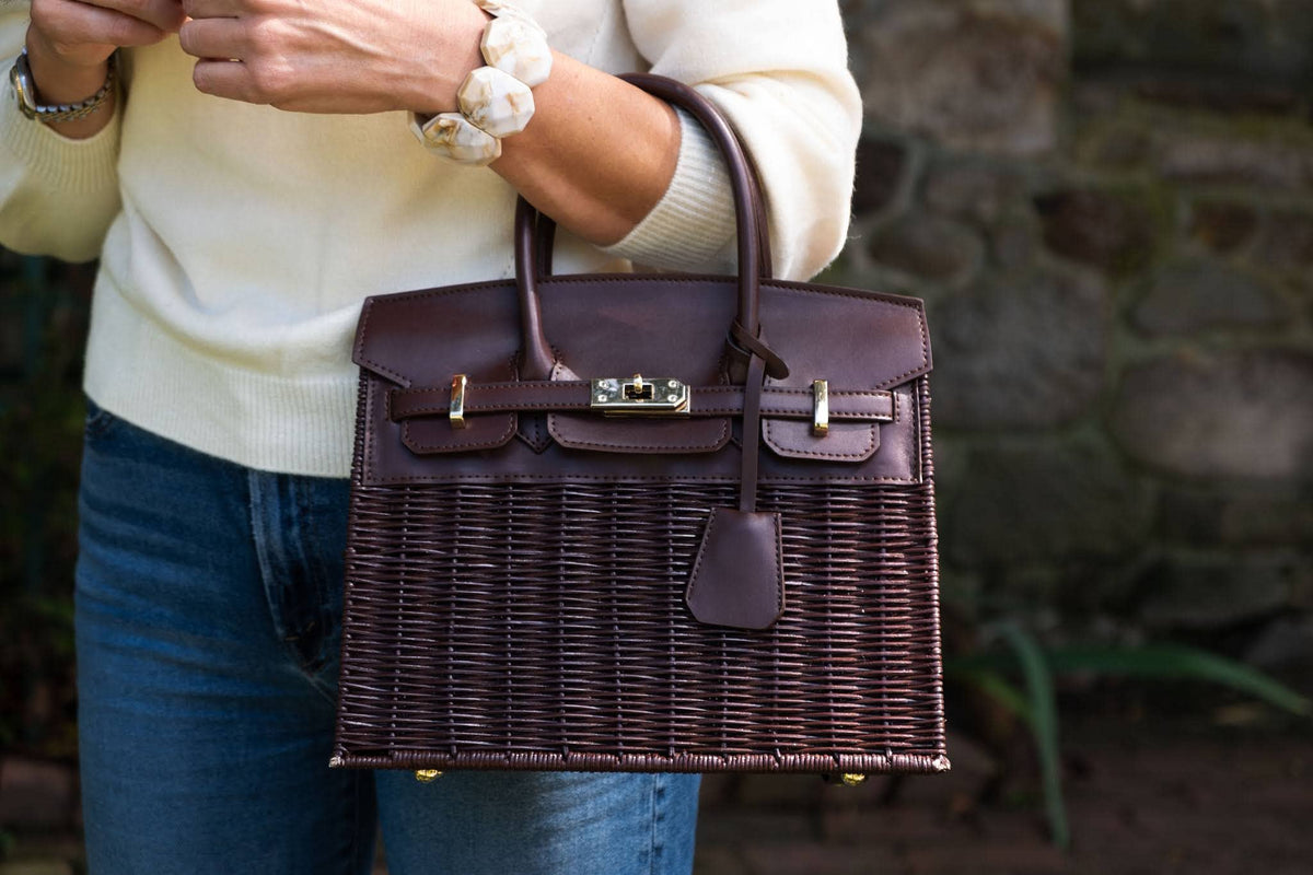 Margo Chocolate Wicker Handbag- WS