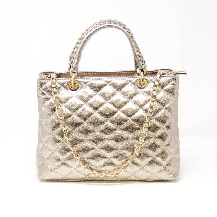 ITALIAN LEATHER QUILTED MID-SIZE BAG