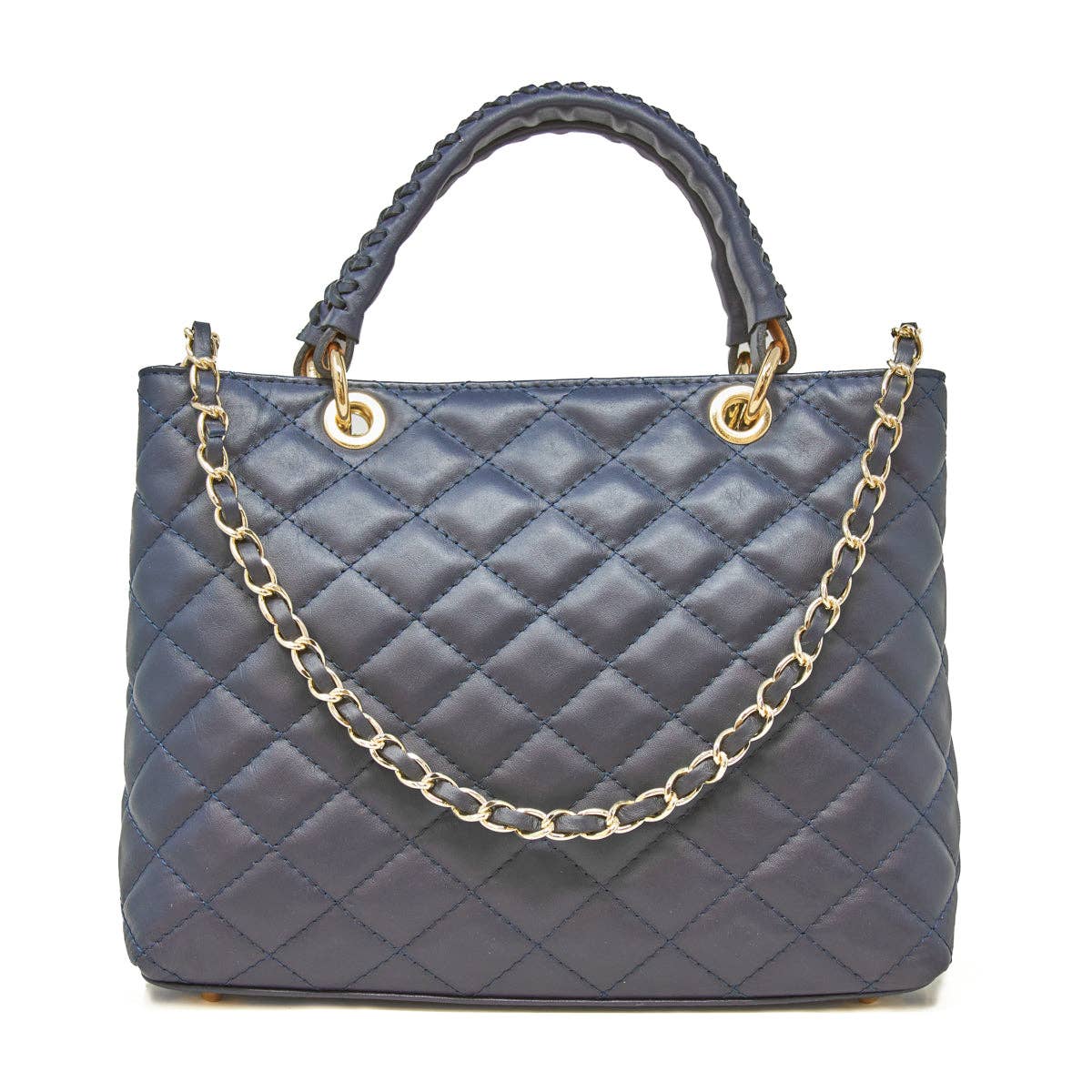 ITALIAN LEATHER QUILTED MID-SIZE BAG