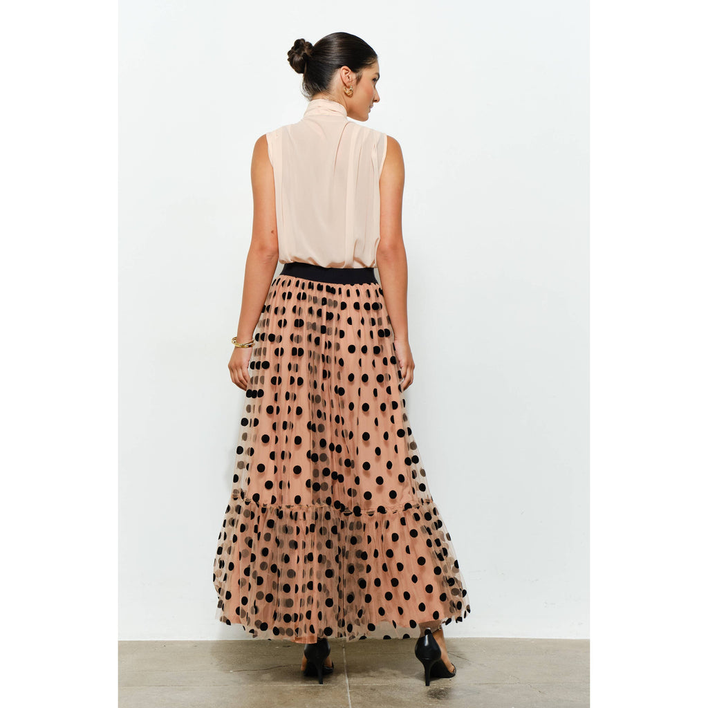 Tie-Neck Chiffon Sleeveless Blouse