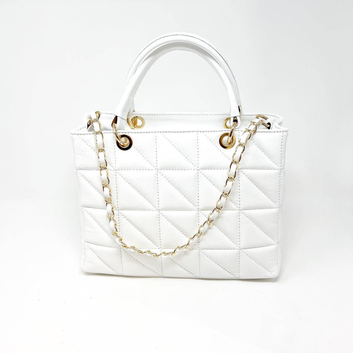 ITALIAN LEATHER QUILTED MID BAG
