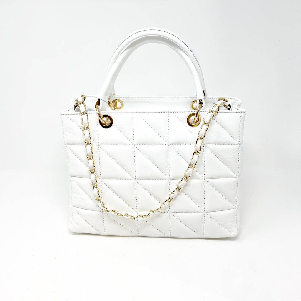 ITALIAN LEATHER QUILTED MID BAG