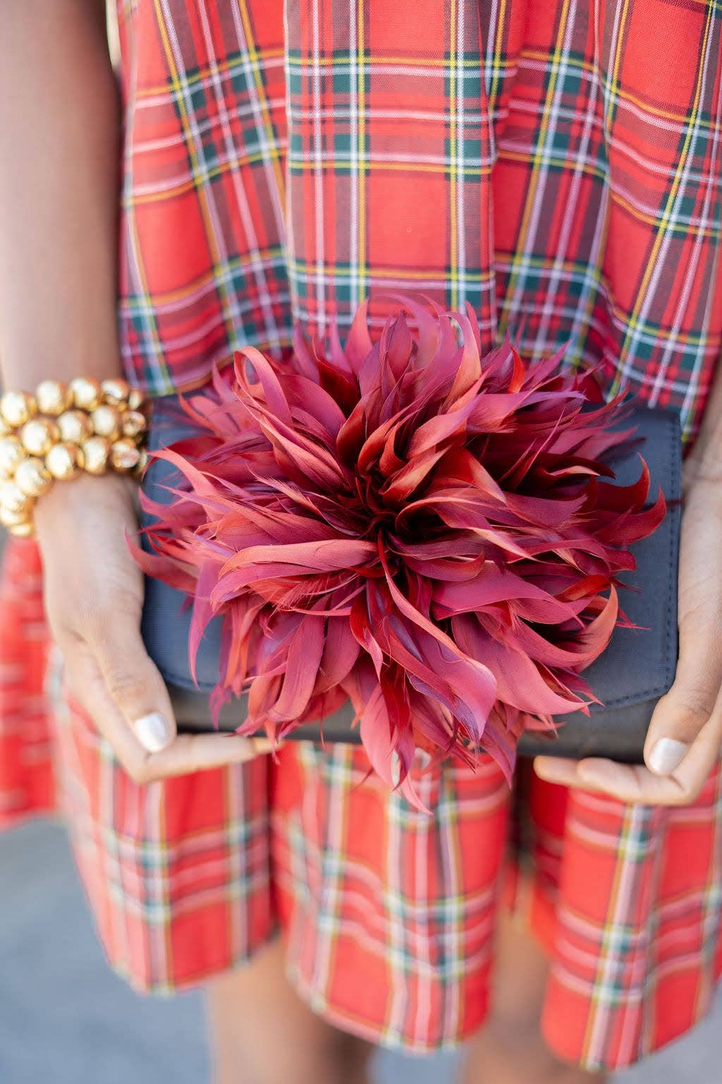 Black Scallop Ruby - Feather Clutch
