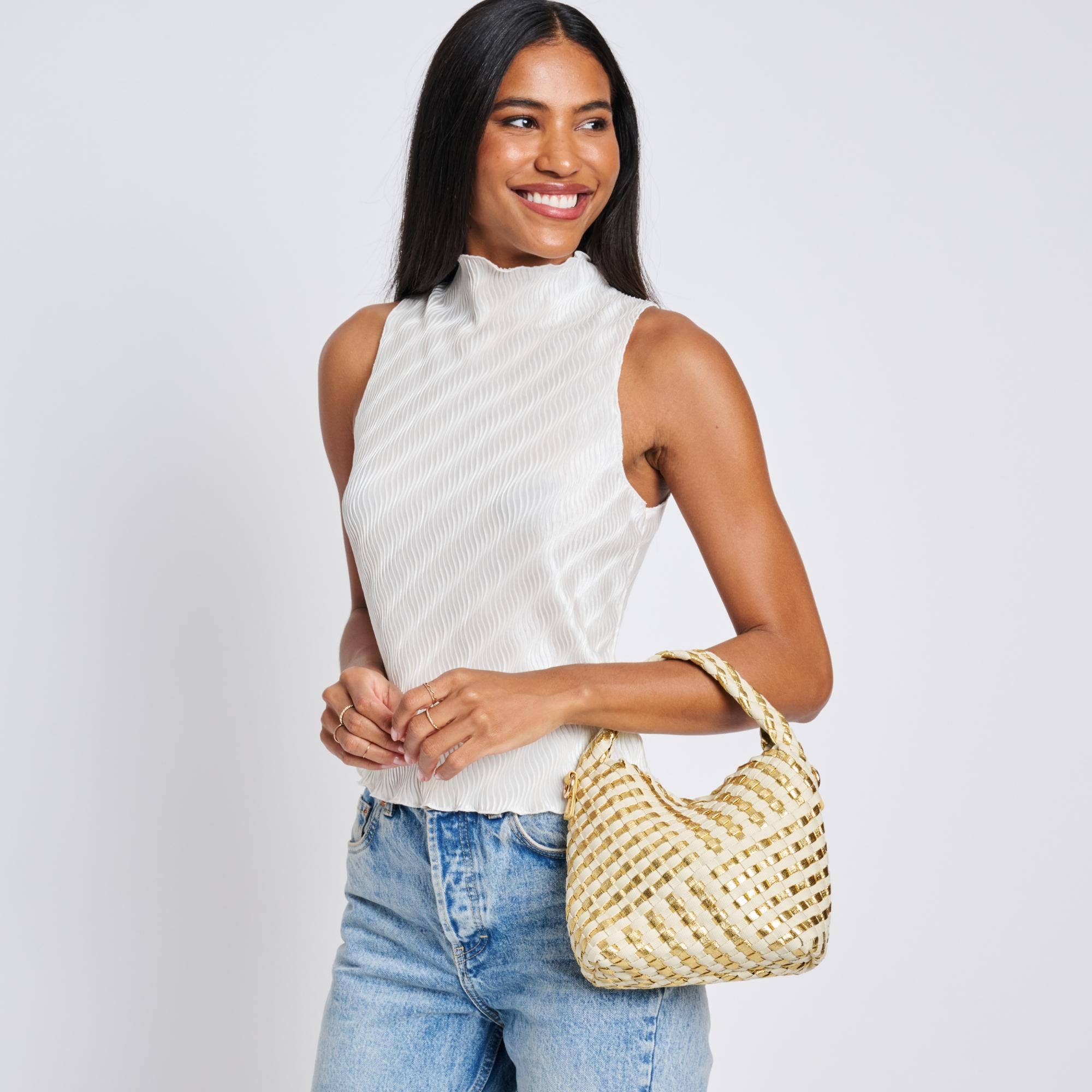 Jessamine Woven Mixed Material Crossbody