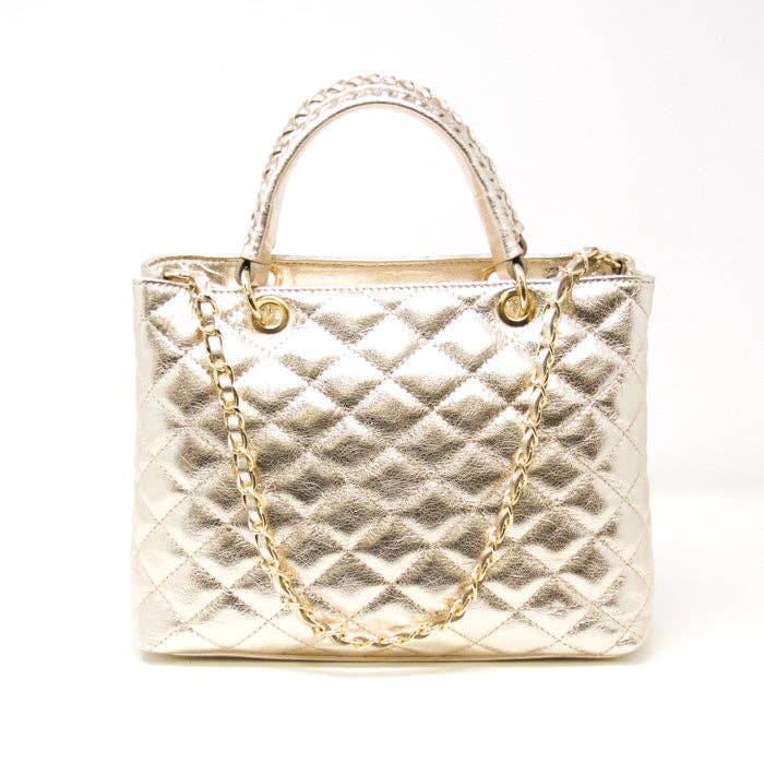 ITALIAN LEATHER QUILTED MID-SIZE BAG