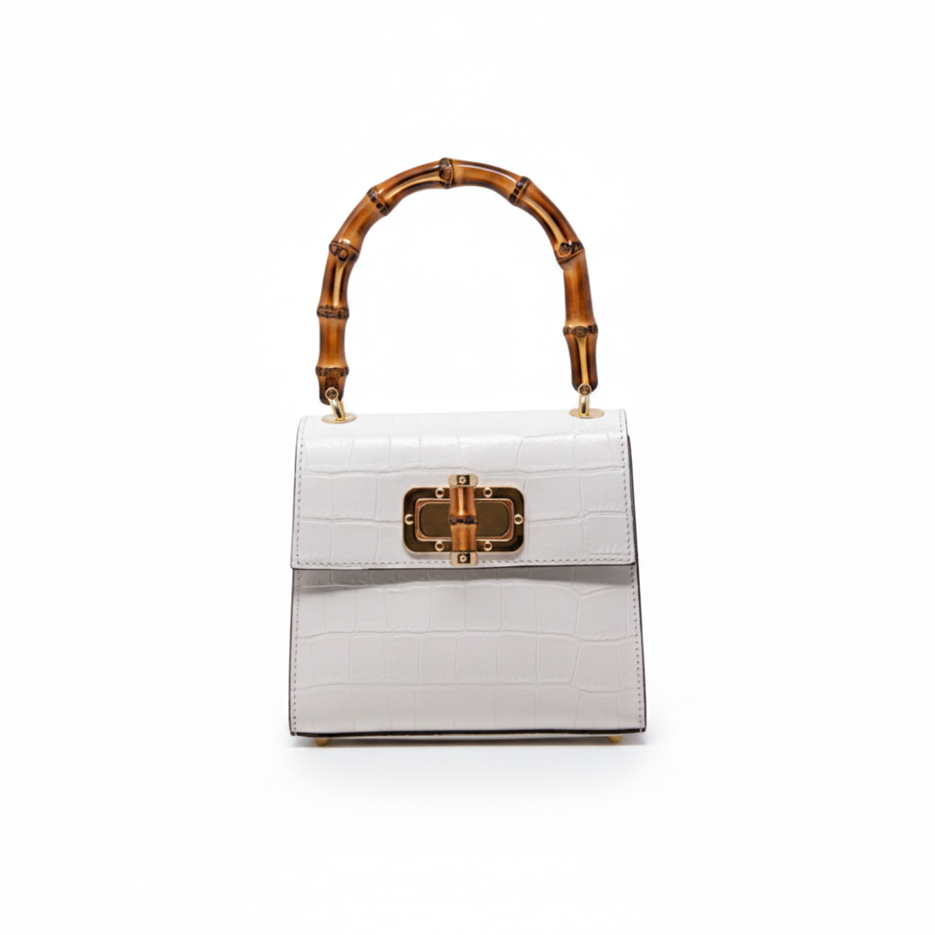 GENUINE ITALIAN LEATHER BAMBOO HANDLE BAG