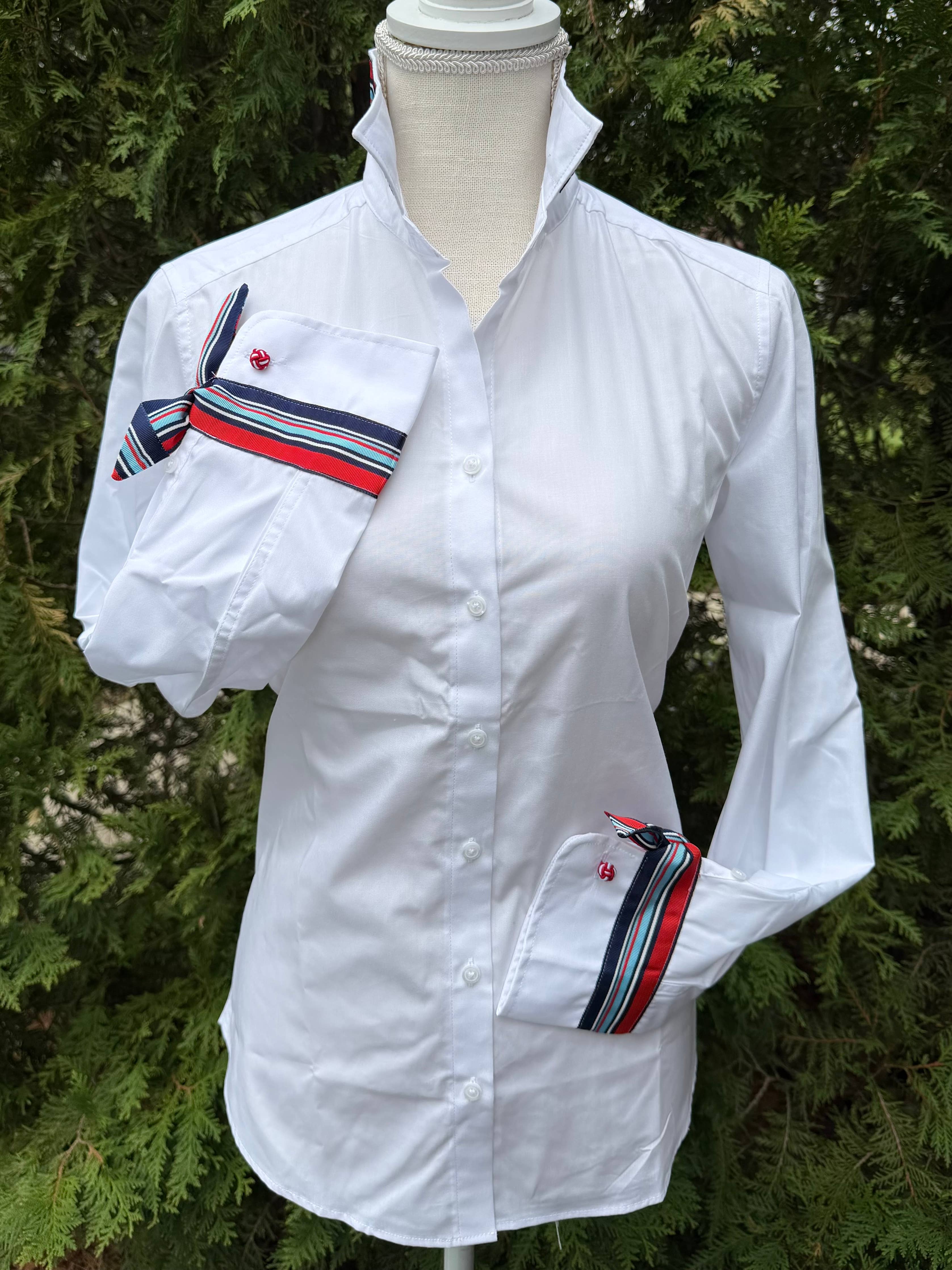 White w Red White & Blue Stripe Ribbon