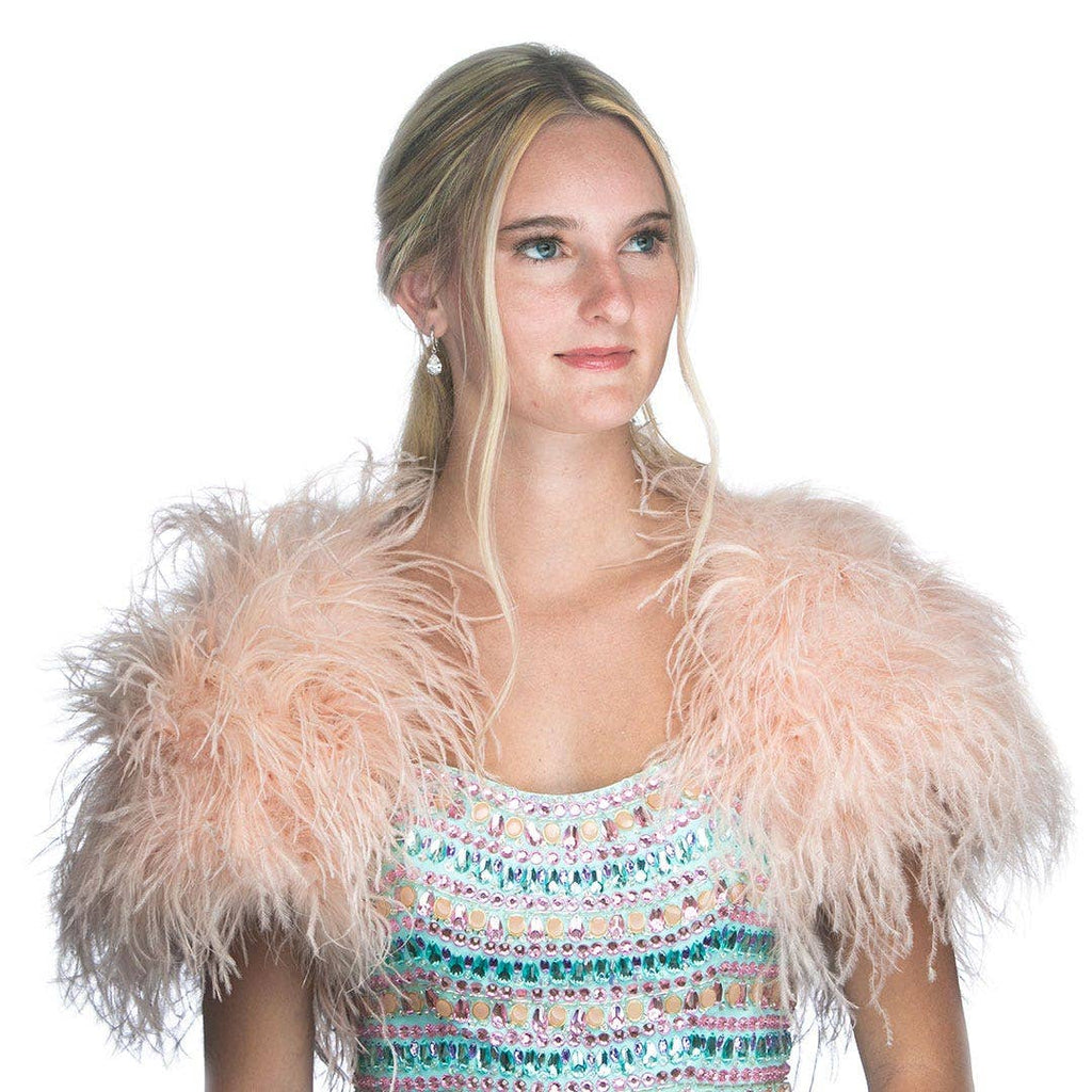 Ostrich Feather Bolero Shoulder Wrap / Coat-Champagne