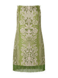 Callie Dress with Fringe in green/ivory, front view