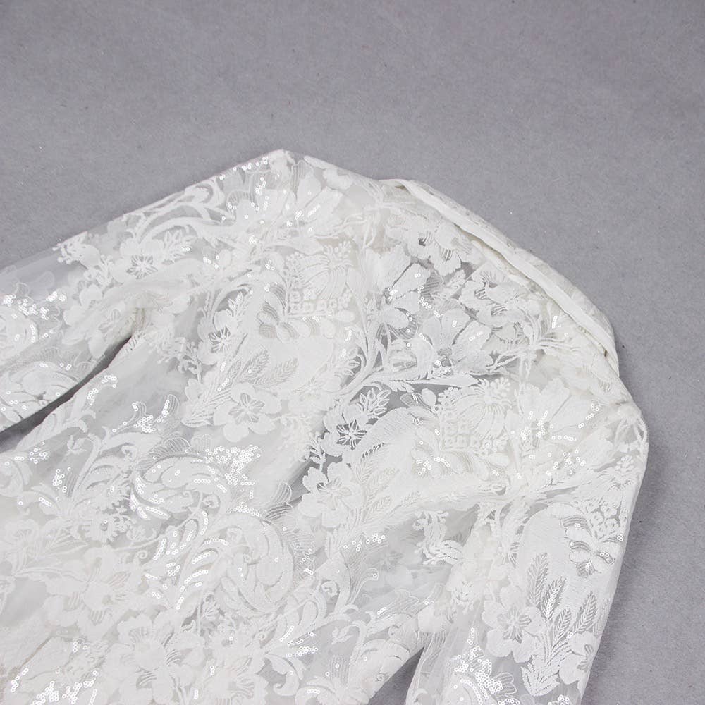 Lace Embroidered Sequin Blazer & Trouser Suit