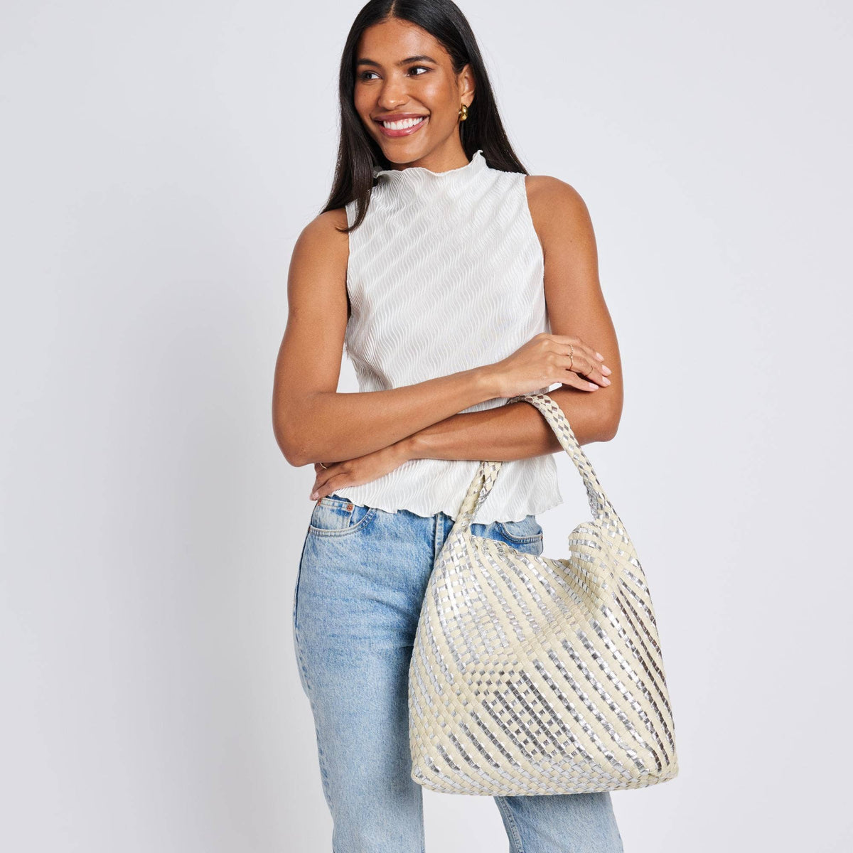 Ellery Mixed Material Woven Hobo