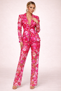 Floral Embroidered Blazer Pants Suit Women
