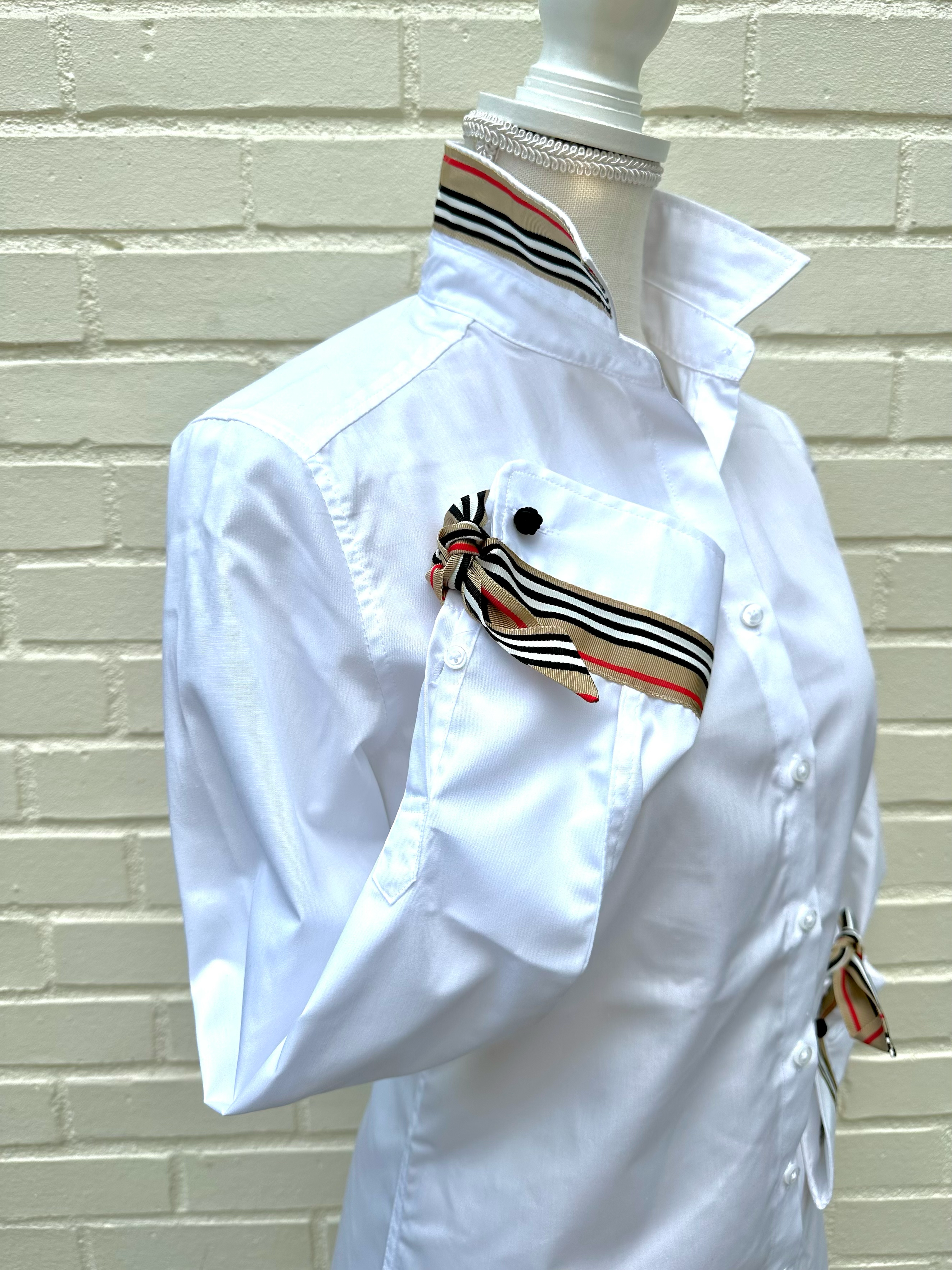 White w Khaki Stripe Ribbon