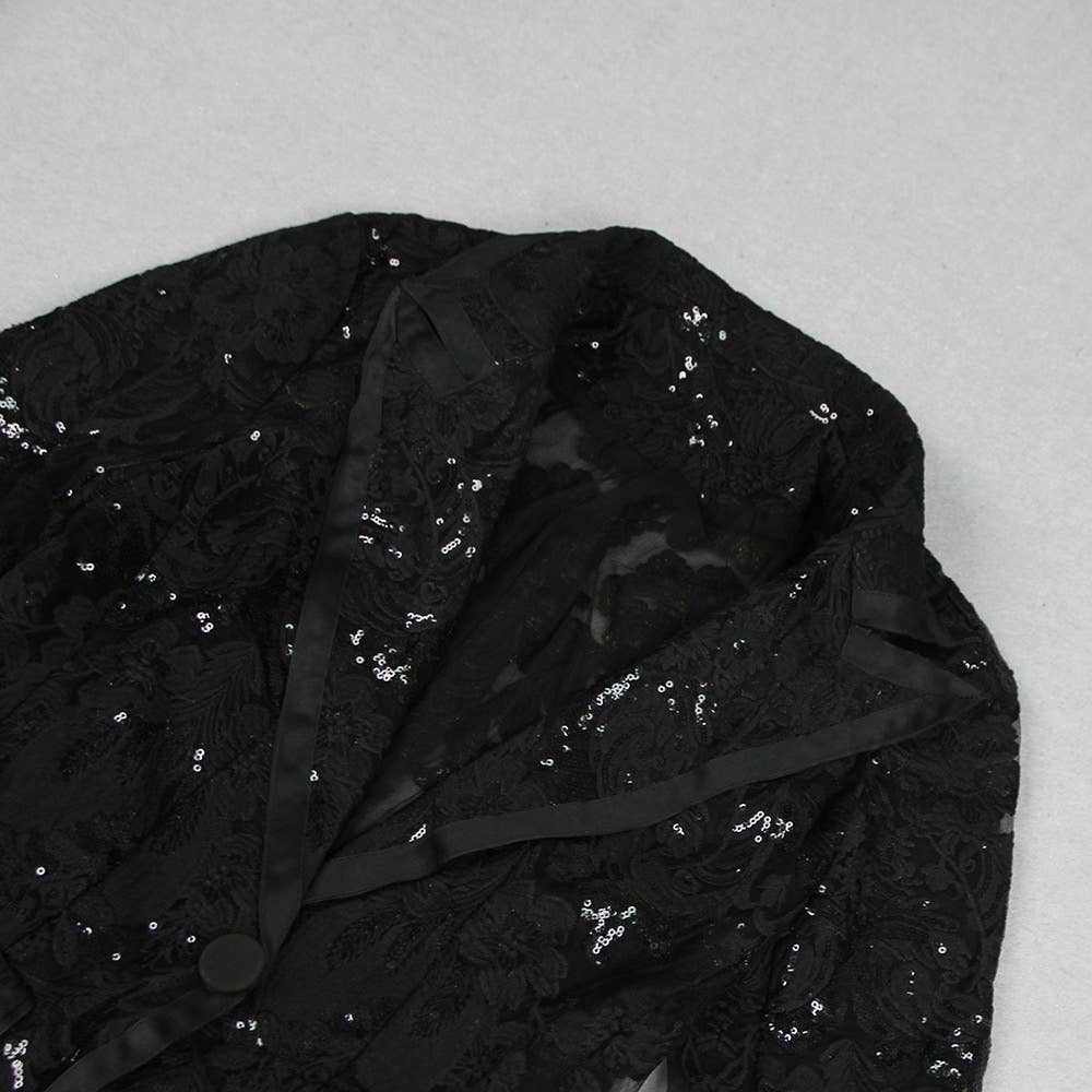 Lace Embroidered Sequin Blazer & Trouser Suit