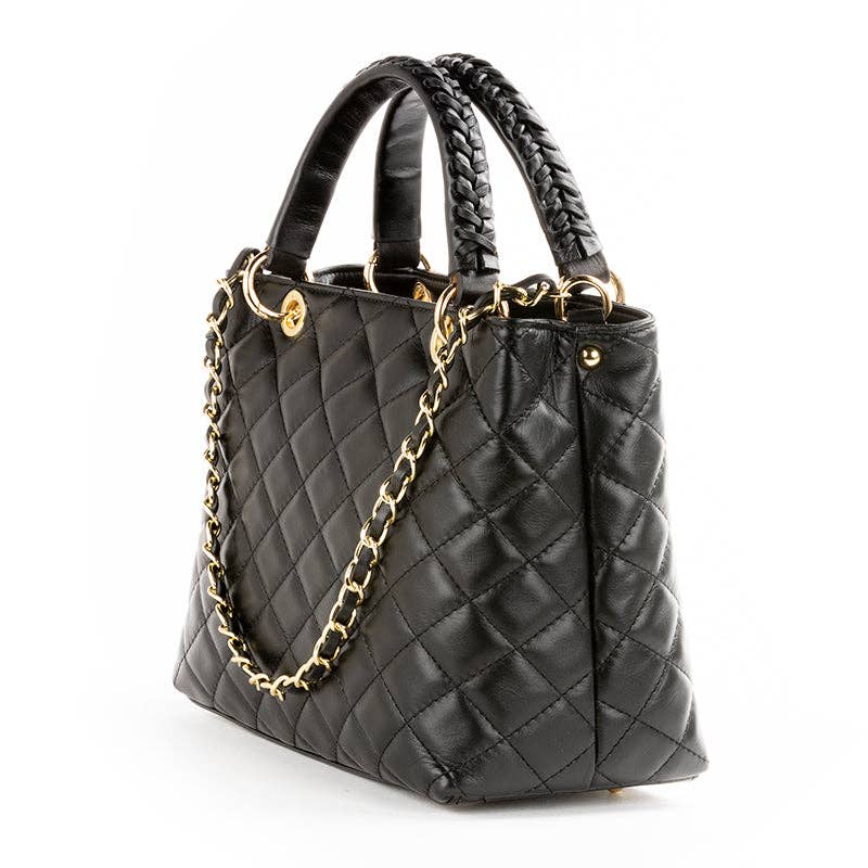 ITALIAN LEATHER QUILTED MID-SIZE BAG