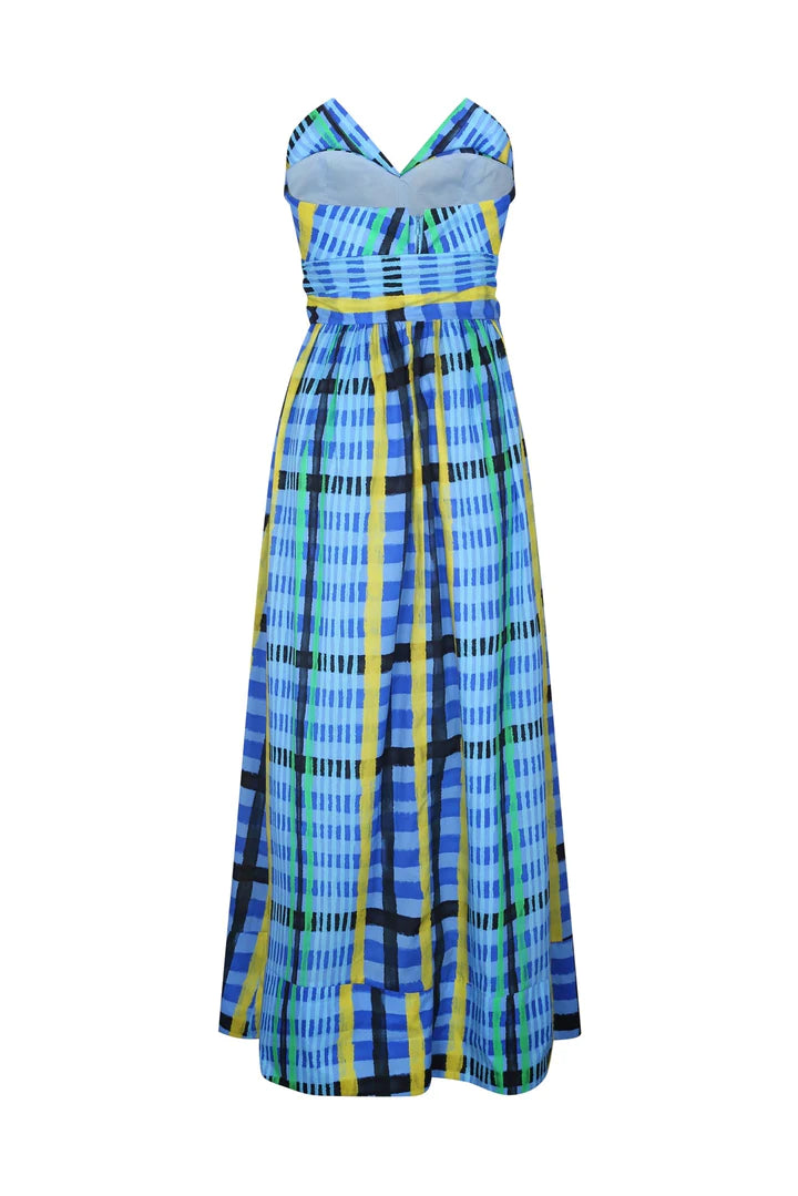 Charro Dress in Tartan Charra Azul