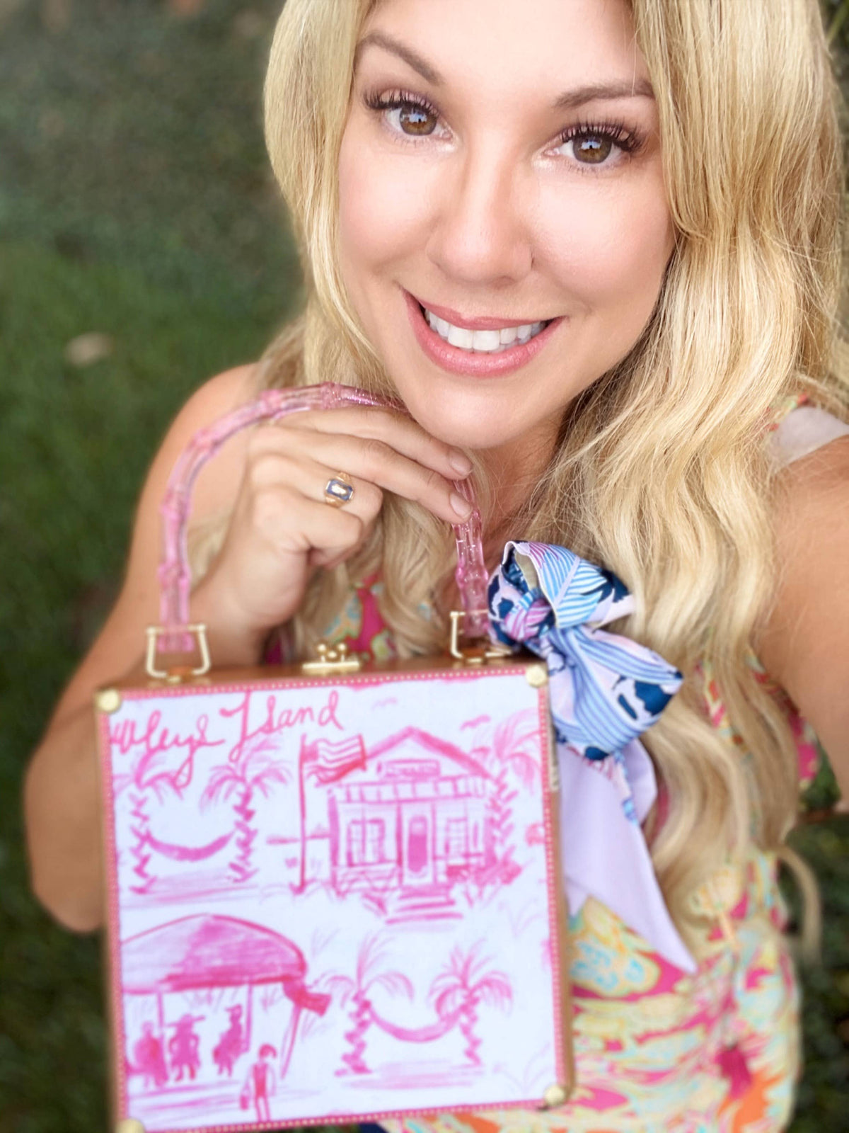 Pink Gator Toile Bag