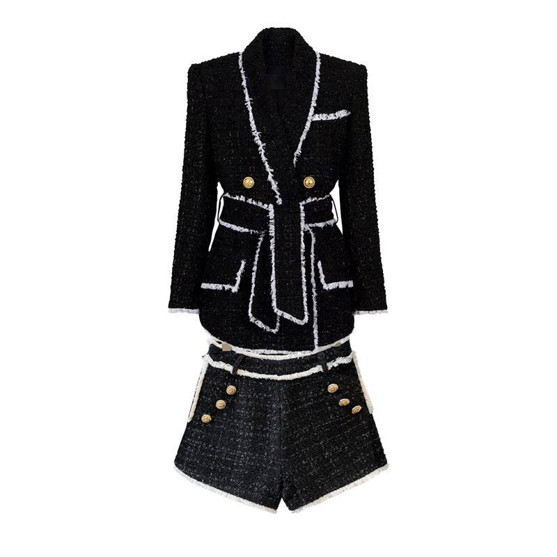 Tweed Blazer And Short Set Fomal Blazer Set Two Piece