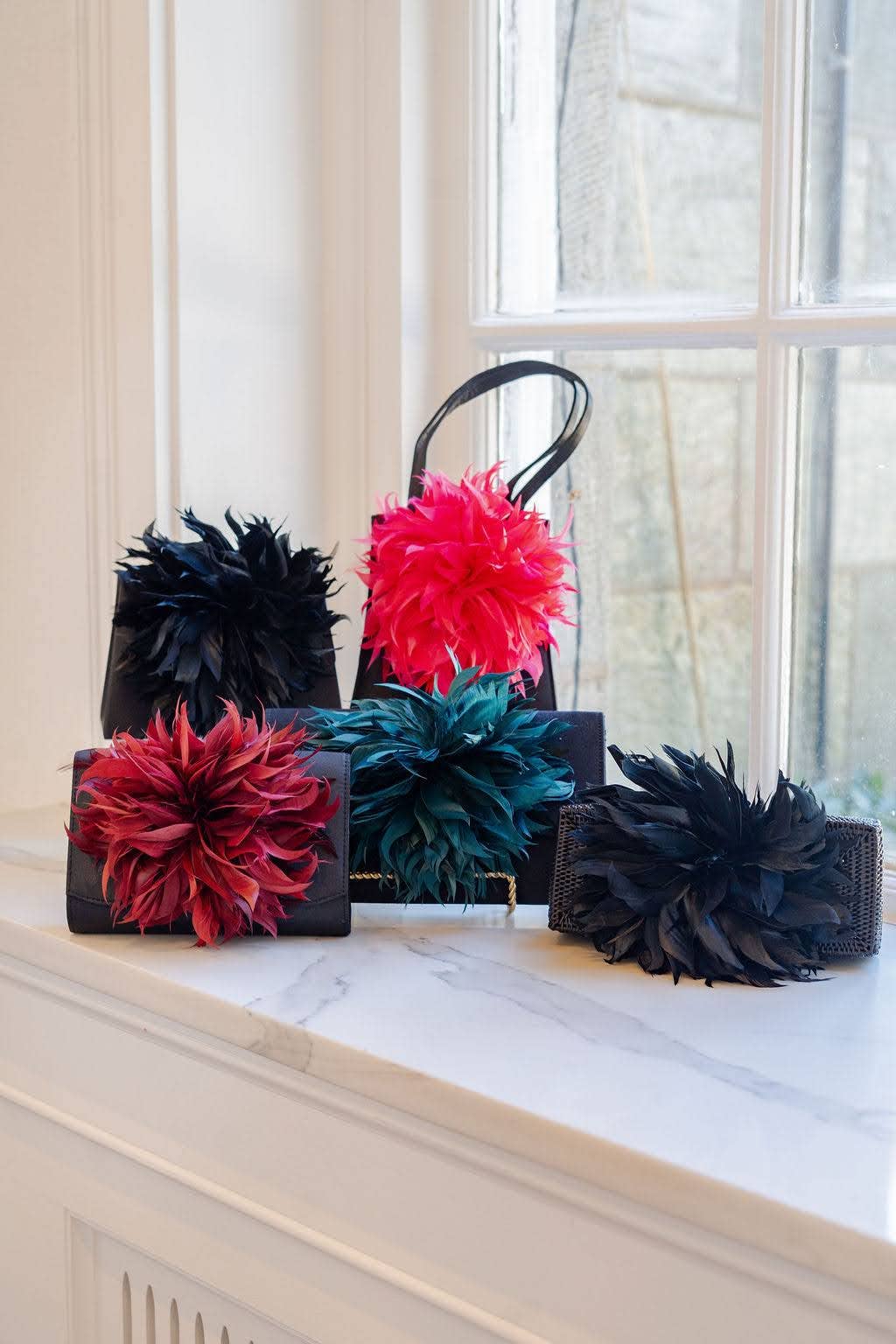 Black Scallop Ruby - Feather Clutch