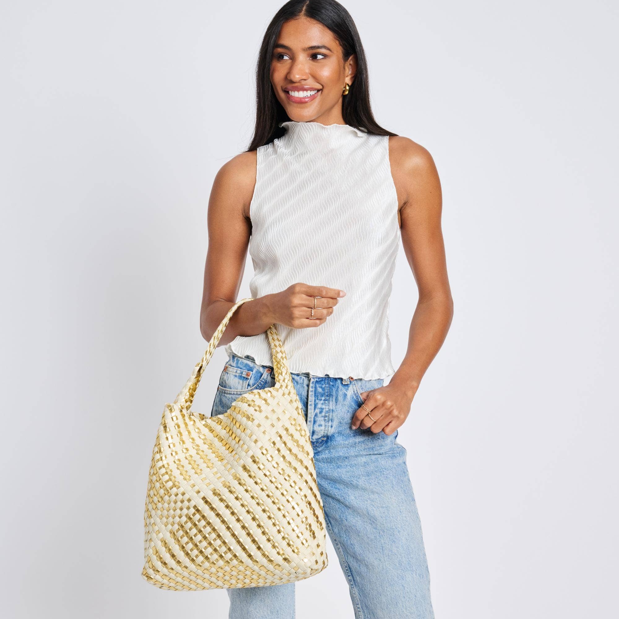 Ellery Mixed Material Woven Hobo