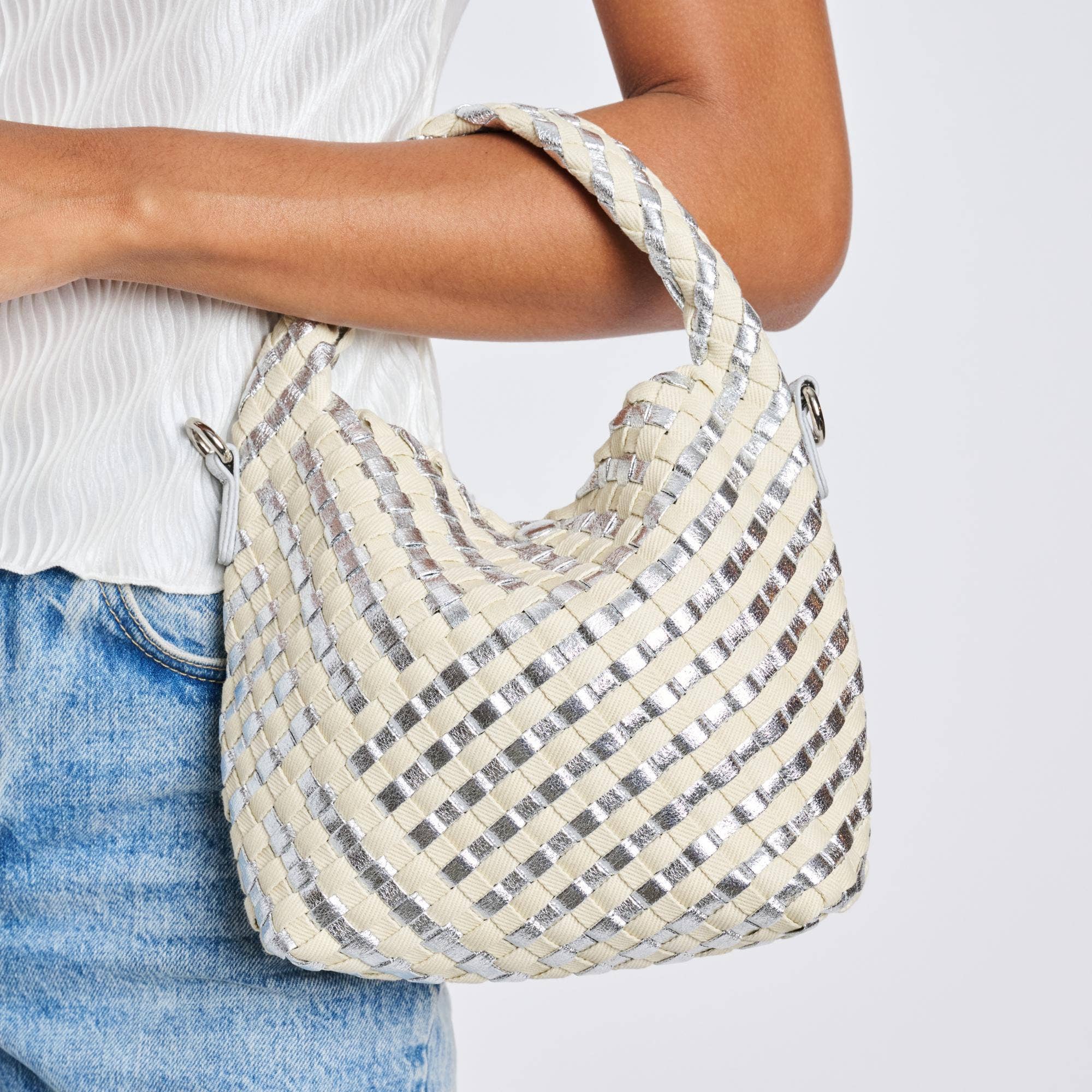 Jessamine Woven Mixed Material Crossbody