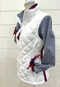 Navy Gingham w/Navy & Red Stripe Ribbon