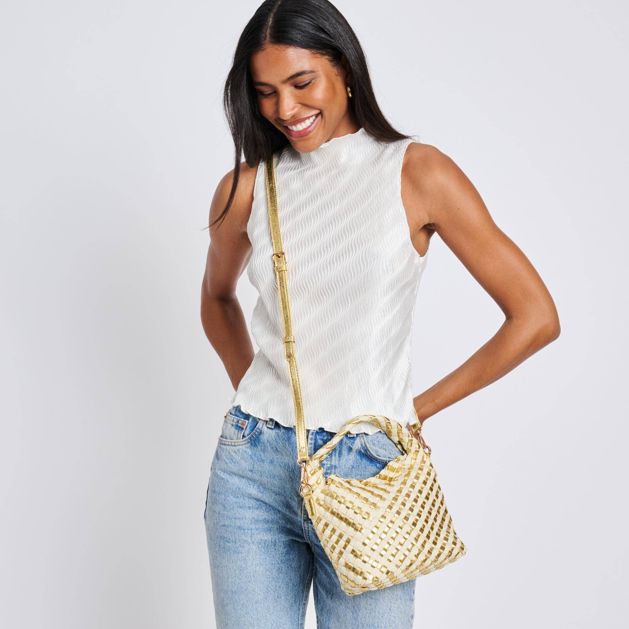 Jessamine Woven Mixed Material Crossbody