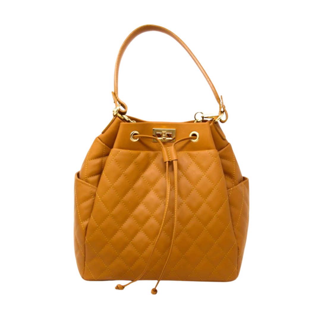 ITALIAN LEATHER TOP HANDLE AND CROSSBODY BAG