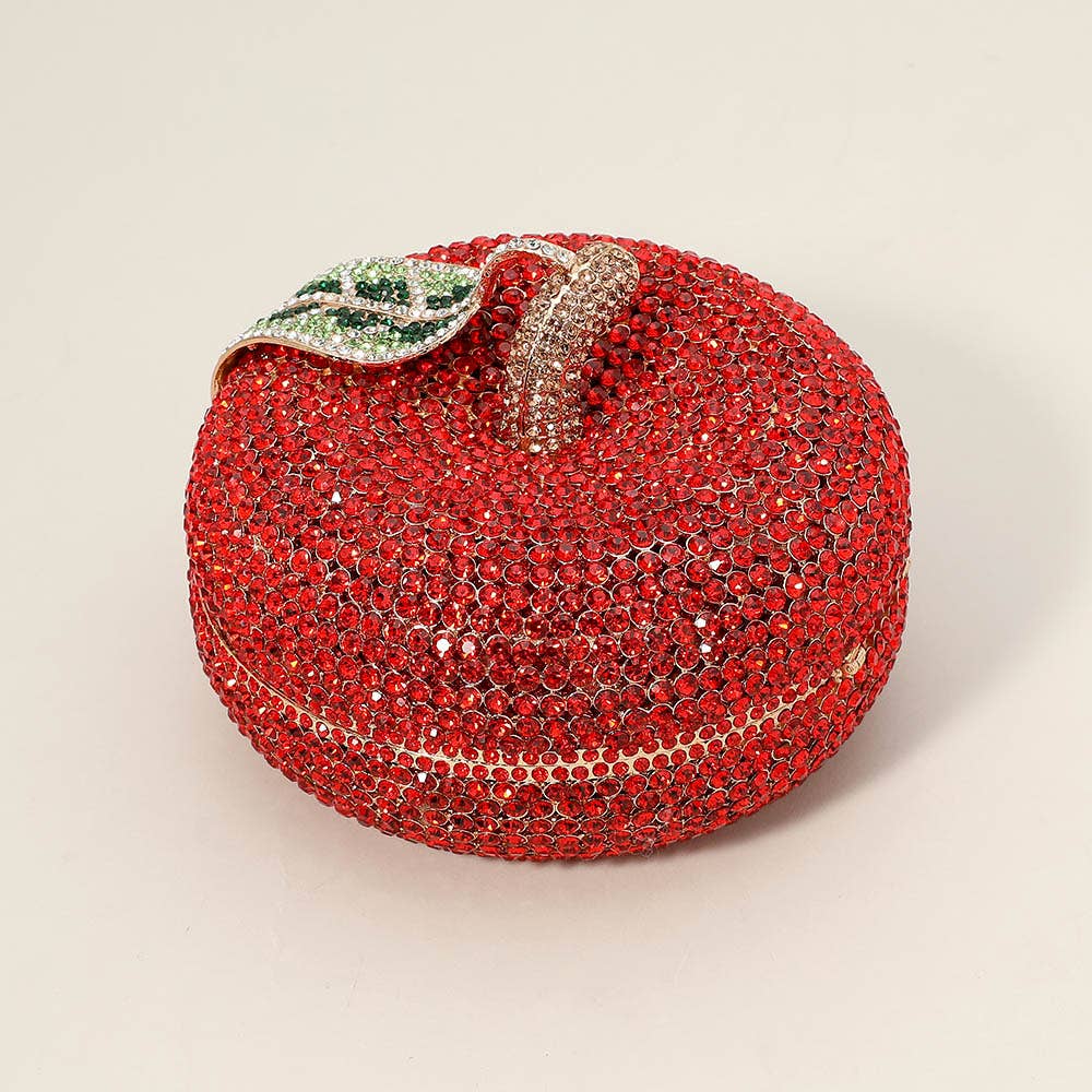 Crystal Rhinestone Apple Evening Clutch Tote Shoulder Bag