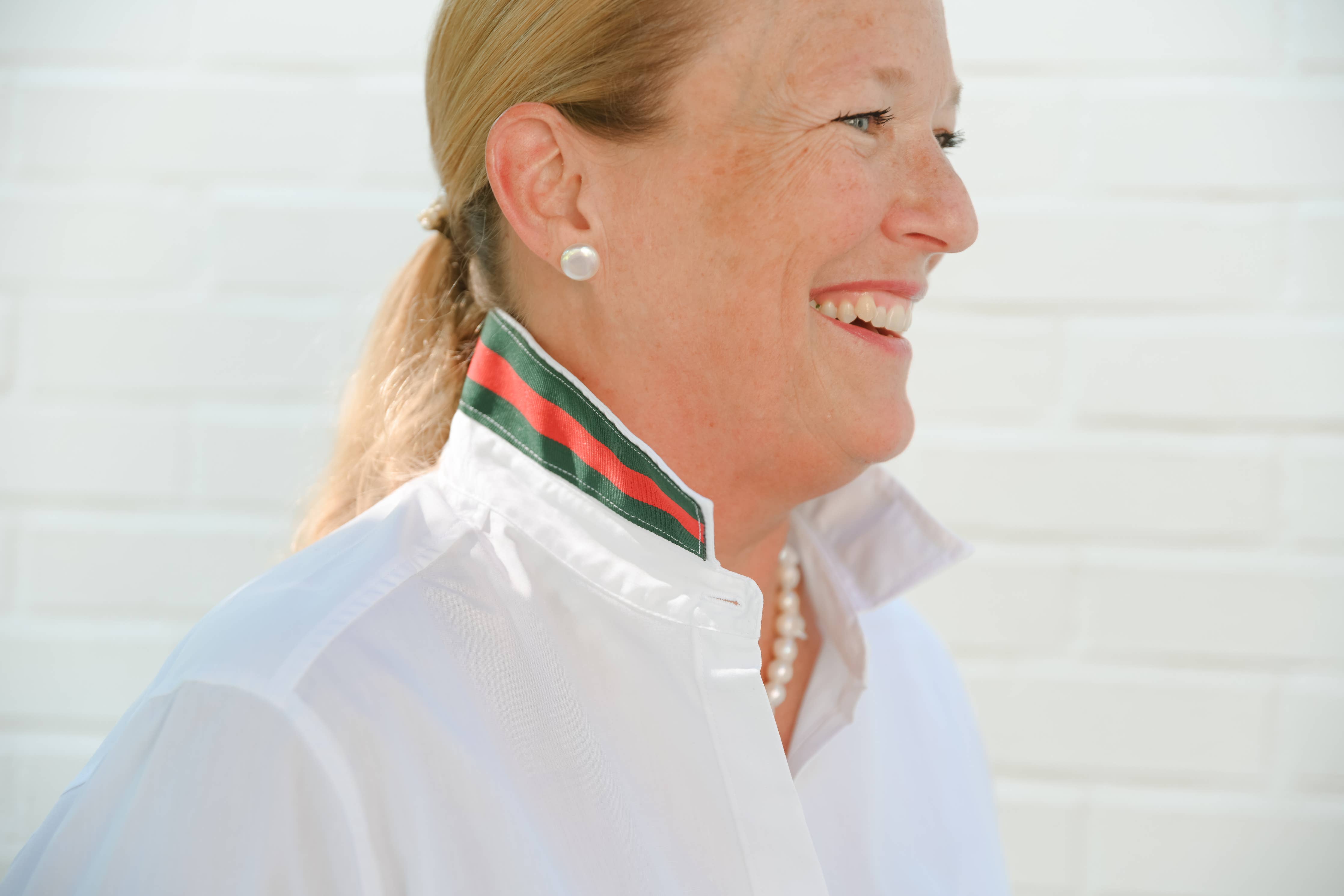White w Green & Red Stripe Ribbon