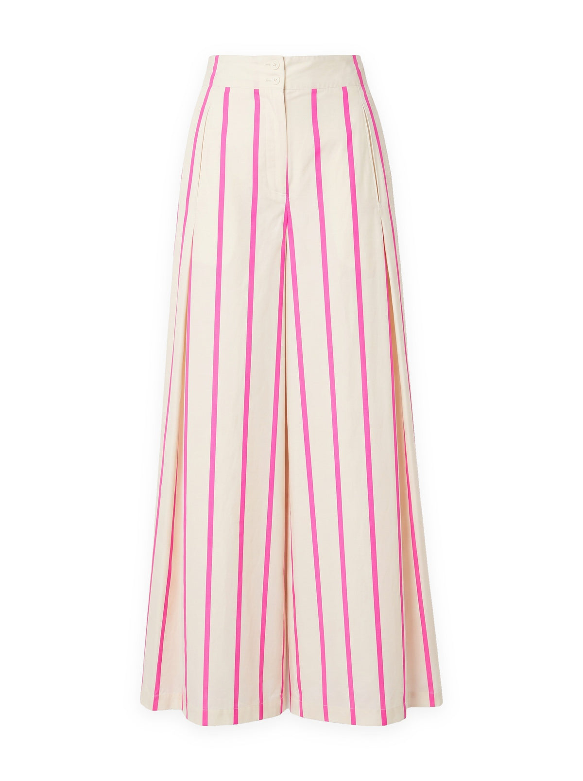 Glam High-Waist Wide Leg Striped Pant in pink/ivory stripe, front view