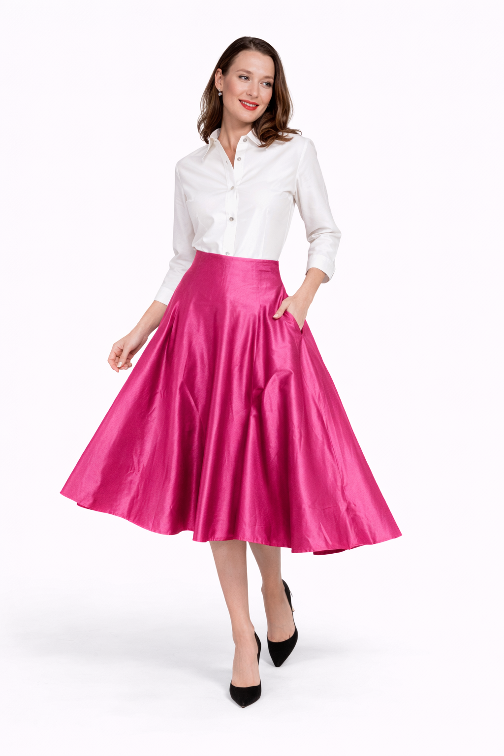 Vintage High Waist Silk Skirt