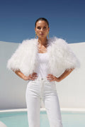 THE OBSESSION FEATHER CAPE IN WHITE