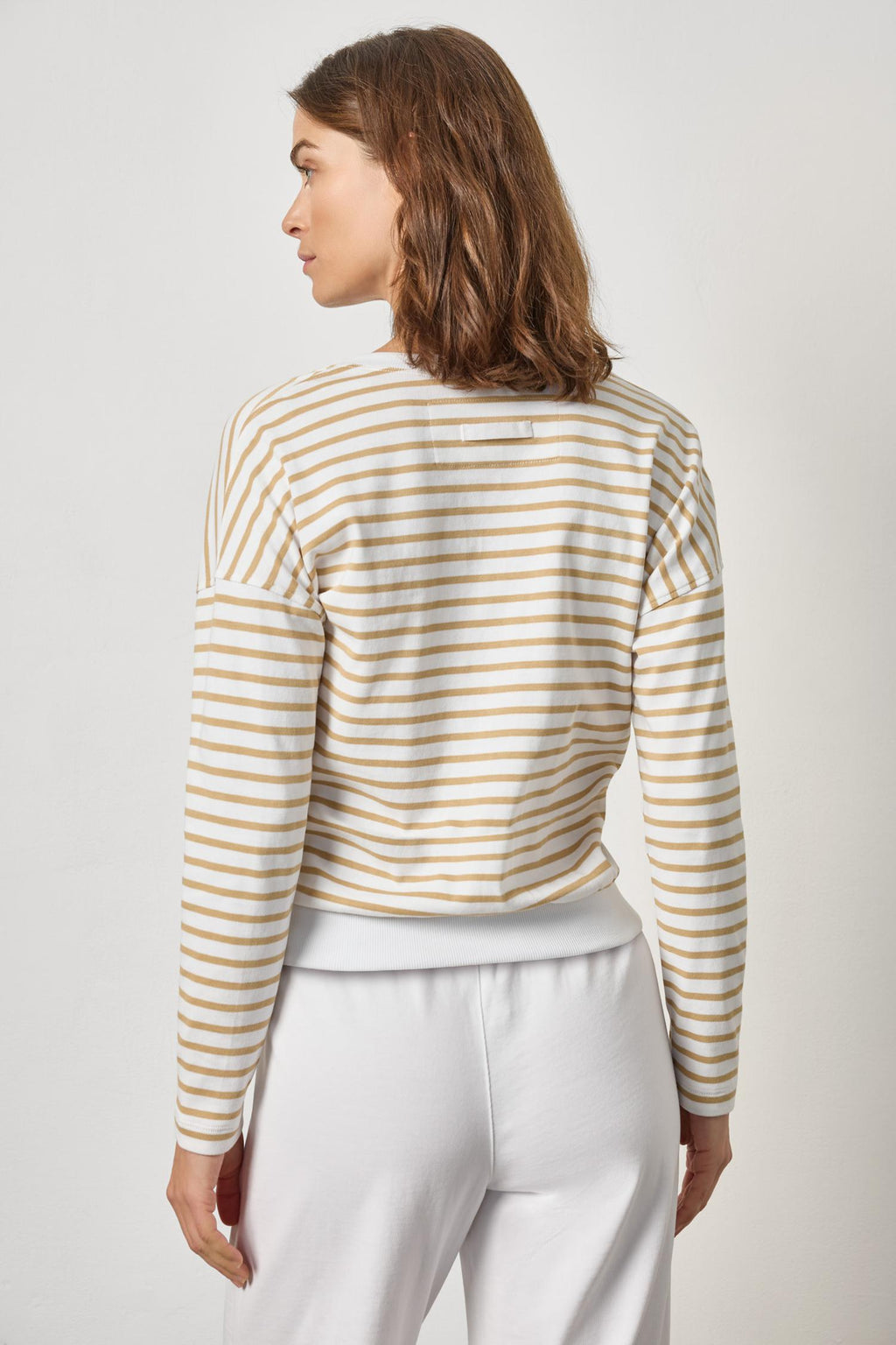 RIBBED CARDIGAN BURLAP STRIPE