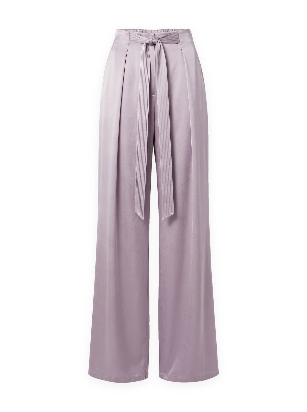 Italian Silk Pant with Silk Tie in lavender, front view