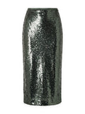 Rosin Wray Skirt in green sequin, front view