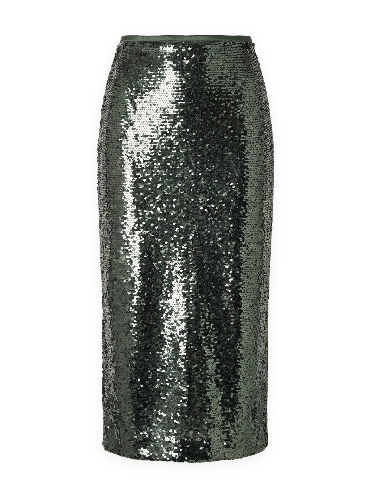 Rosin Wray Skirt in green sequin, front view