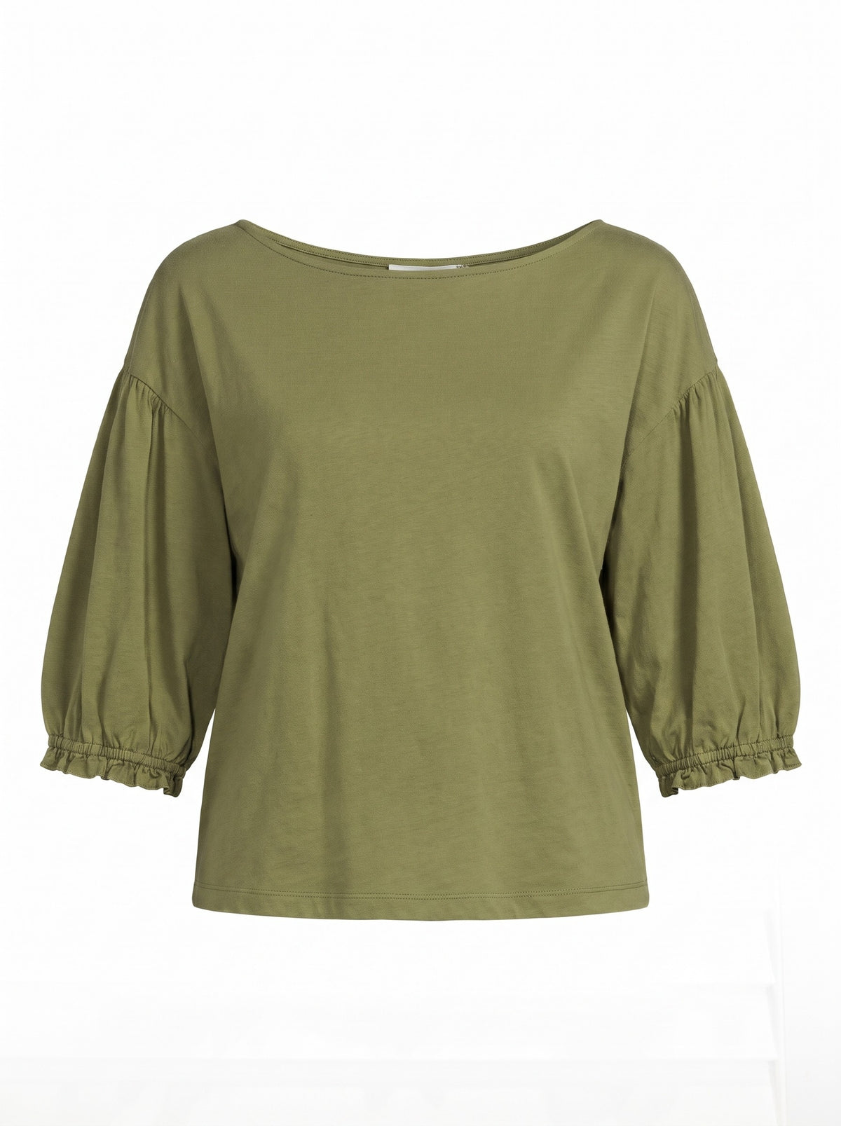 Sandra Boatneck Top in pistachio green, front view