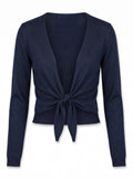 Tie Summer Sweater in navy, front view