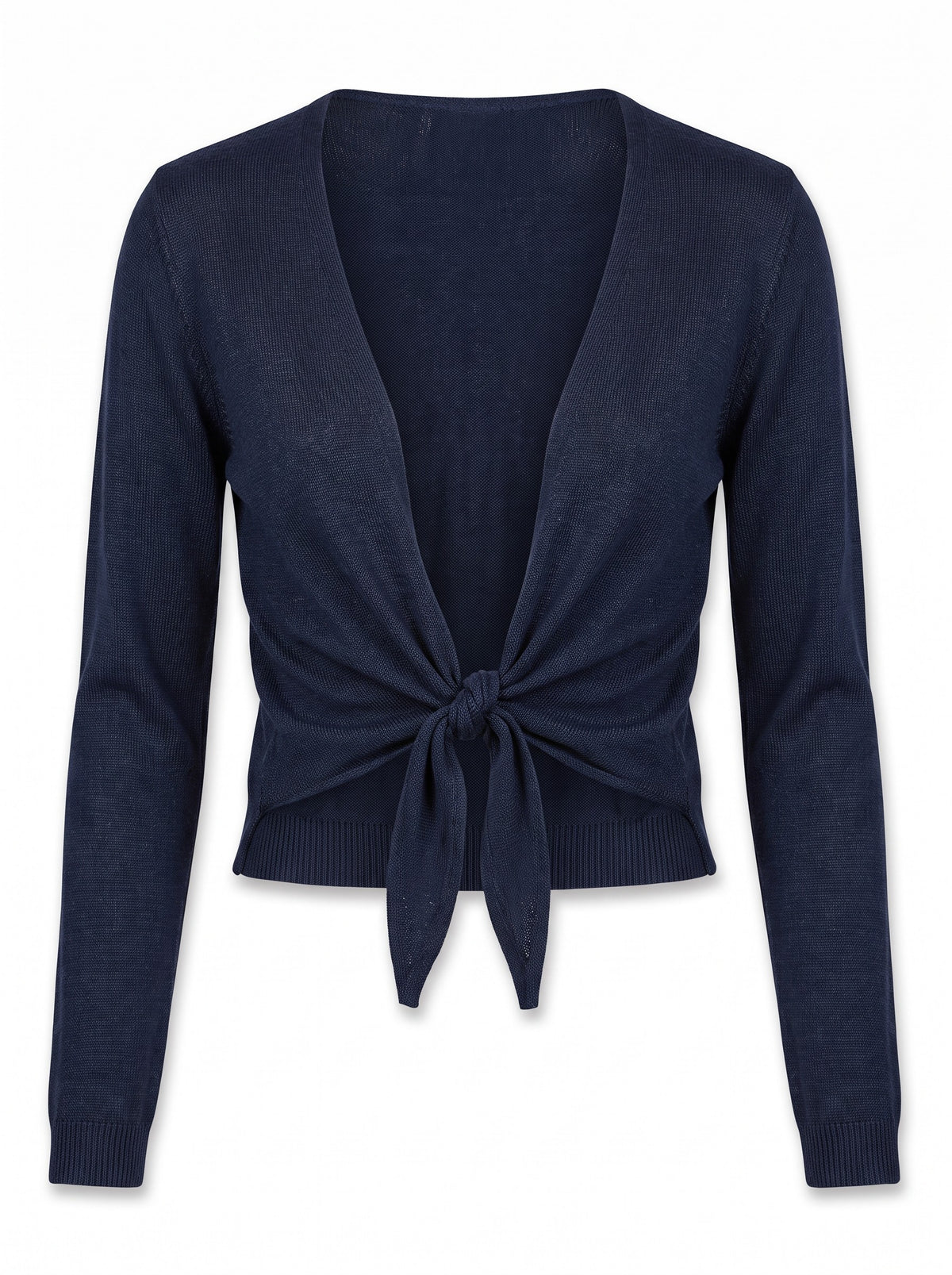 Tie Summer Sweater in navy, front view