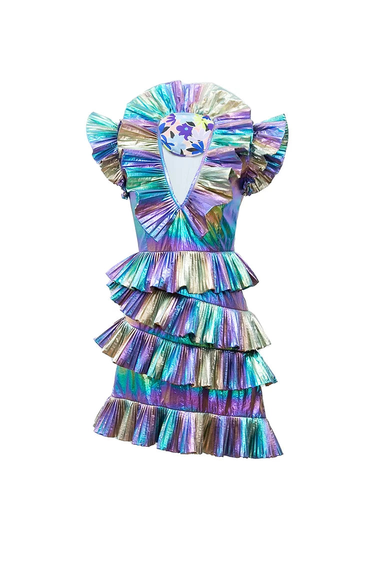 Metallic Layered Mini Dress